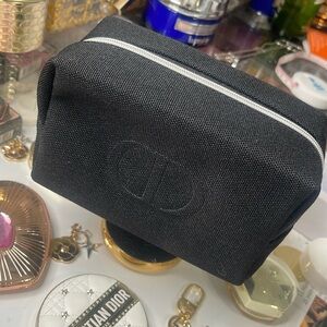 Dior Black NWT Canvas Accessories / Cosmetic Pouch .